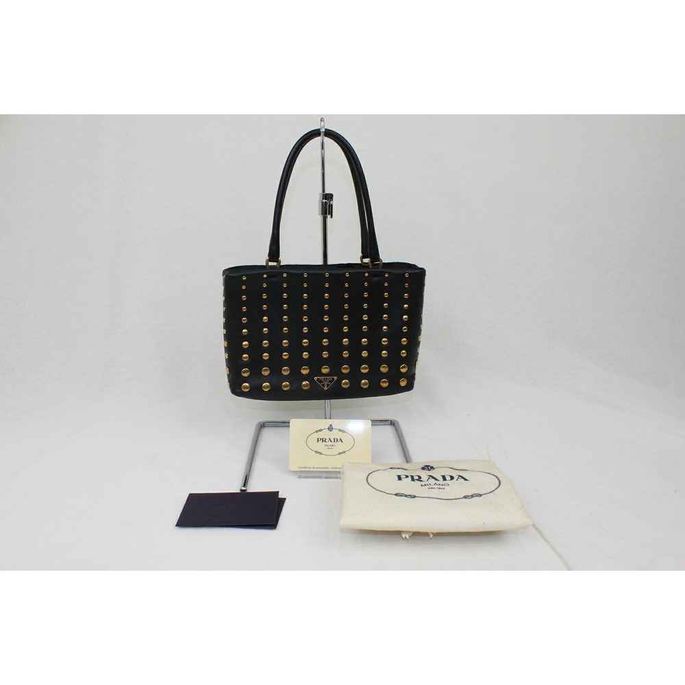Prada Studded Handbag Black Tote - Picture 7 of 7